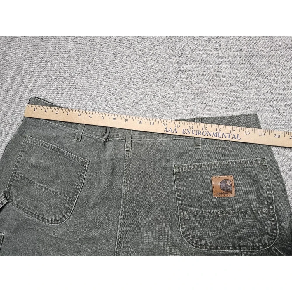 Carhartt Shorts Mens 42 Green Carpenter Utility Workwear USA Embroidered Pocket